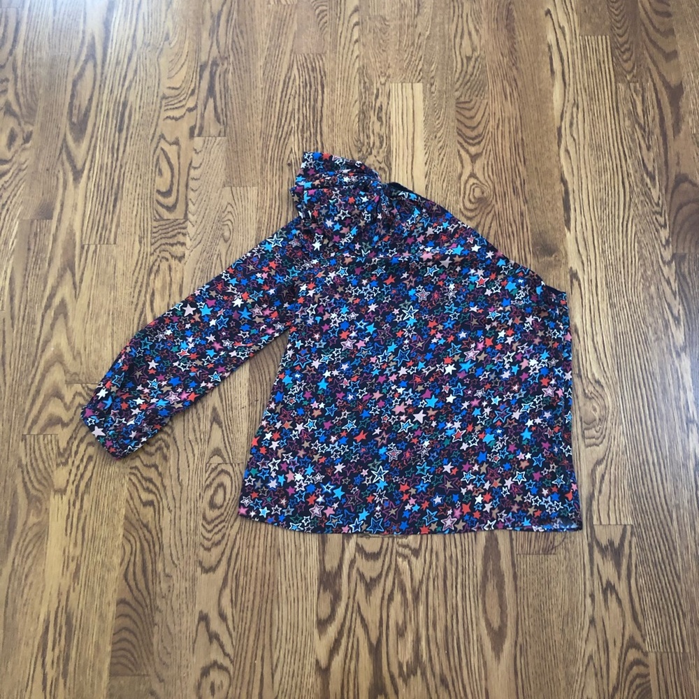 J Crew one shoulder top in kaleidoscope star print